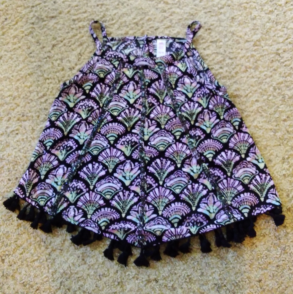 Black with multi color pattern Justice short sleave - Picture 1 of 4
